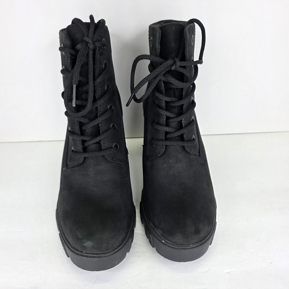 Timberland Lana Point Lace Up Heeled Nubuck Boots Black Suede Women's Size 7 - Picture 5 of 14